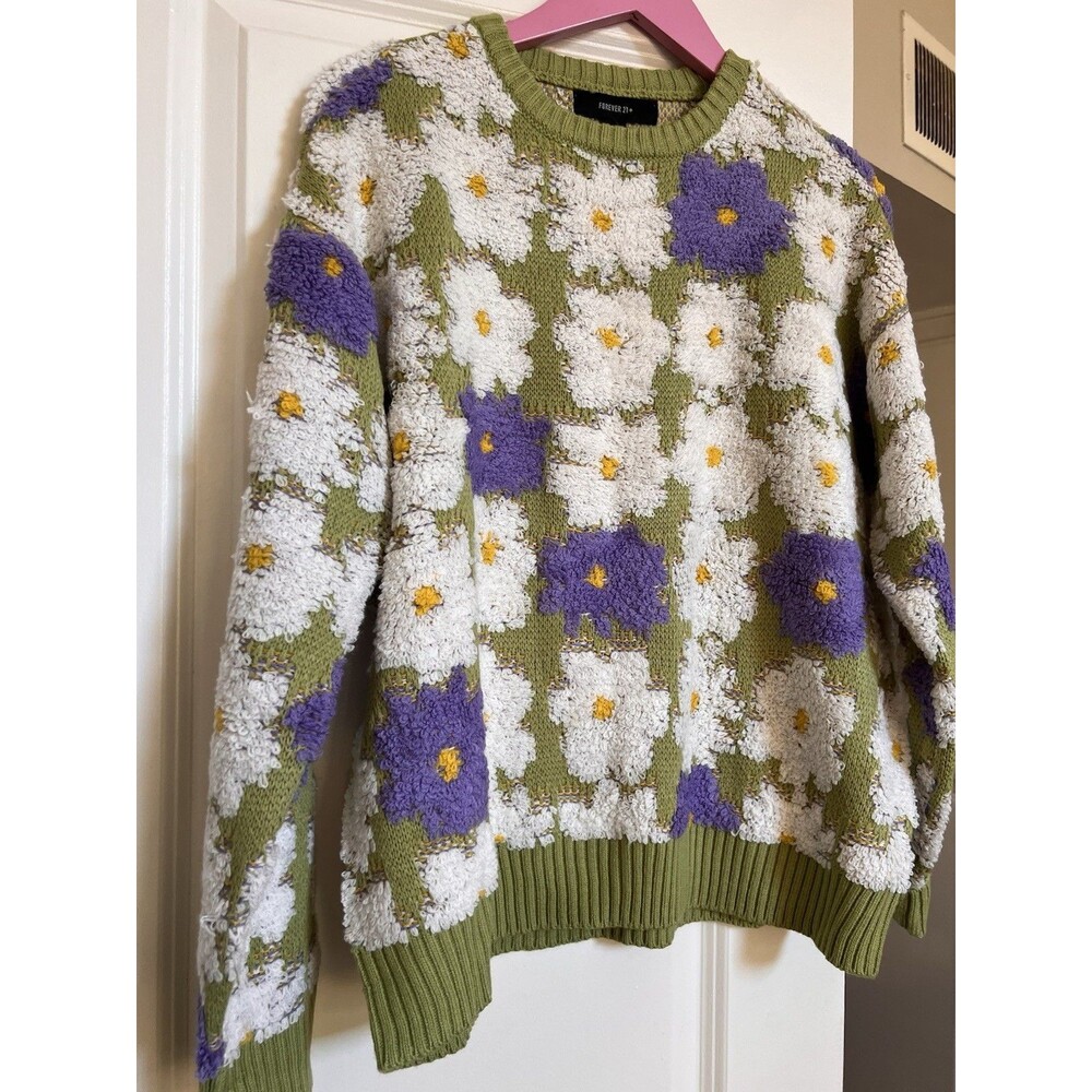 Forever 21 Green And White Chunky Sweater Plus Size 0X BNWT